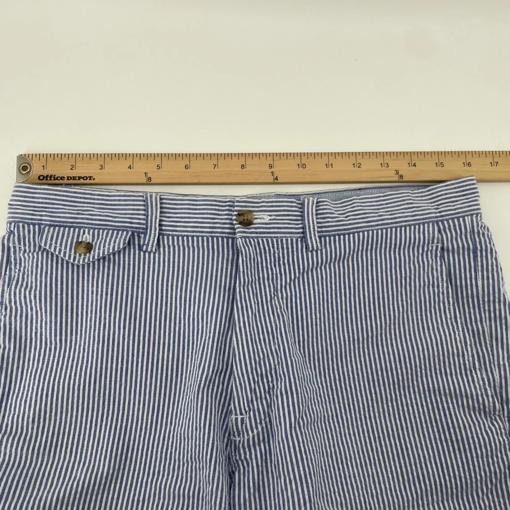 Polo Ralph Lauren Shorts Mens 32 Blue Seersucker Striped Stretch Cotton Prep